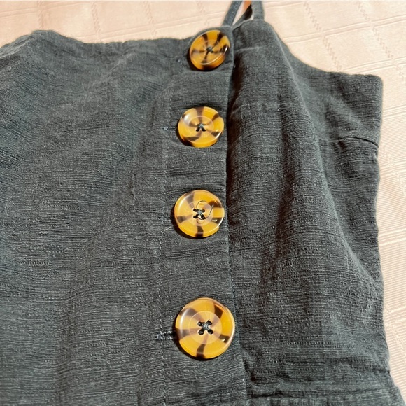 Urban Outfitters Riley Button-Down Linen Cotton Mini Dress Teal Size 4 - Picture 10 of 11